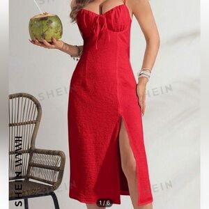 SHEIN WYWH Ladies Solid Color High Split Cami Dress